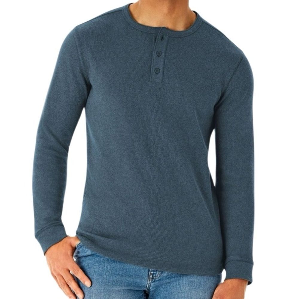 Member’s Mark Men’s Thermal Henley Long Sleeve Blue XL
